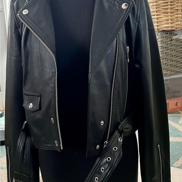 Women’s Luxe LTH JKT Handmade Best Seller Black Leather Biker Jacket (Large) - Picture 6 of 15